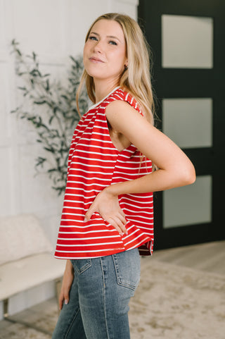 One Eleven North Quite Intimately Striped Muscle Tee in Red