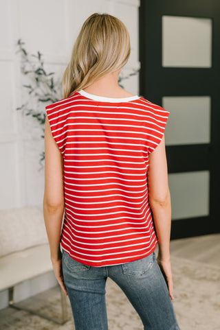 One Eleven North Quite Intimately Striped Muscle Tee in Red