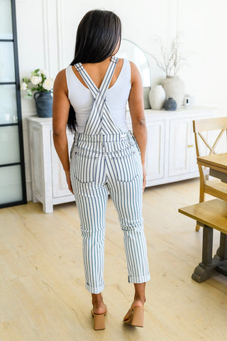 Judy Blue Railroad Stripe Overalls - Exclusive