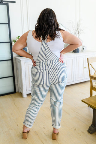 Judy Blue Railroad Stripe Overalls - Exclusive