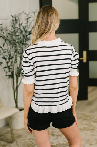 One Eleven North Rational Ruffle Textured Knit Blouse