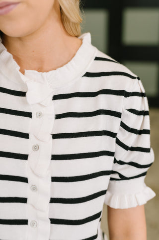 One Eleven North Rational Ruffle Textured Knit Blouse