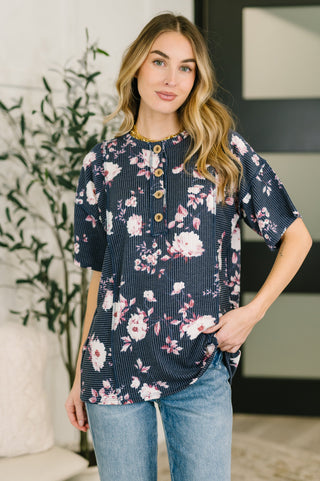 Heimish Really Simple Floral Henley Top