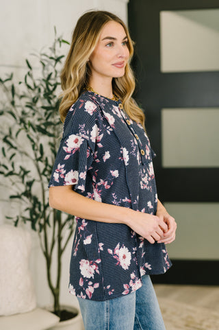Heimish Really Simple Floral Henley Top