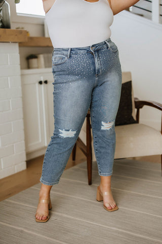 Judy Blue Reese Rhinestone Slim Fit Jeans - Exclusive