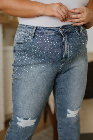 Judy Blue Reese Rhinestone Slim Fit Jeans - Exclusive