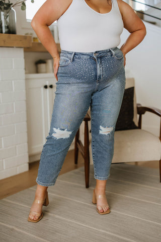 Judy Blue Reese Rhinestone Slim Fit Jeans - Exclusive