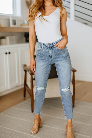 Judy Blue Reese Rhinestone Slim Fit Jeans - Exclusive