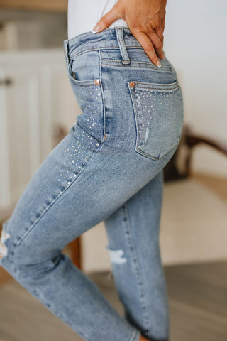 Judy Blue Reese Rhinestone Slim Fit Jeans - Exclusive