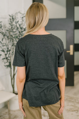 Zenana Rest Assured Basic Relaxed Tee in Charcoal