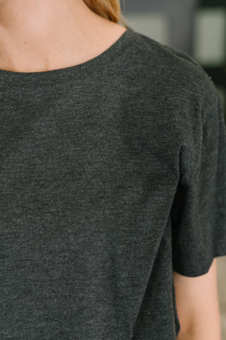 Zenana Rest Assured Basic Relaxed Tee in Charcoal