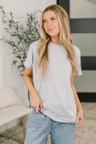 Zenana Rest Assured Basic Relaxed Tee in Heather Grey