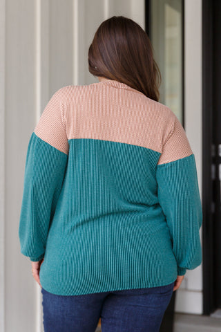 7th Ray Retro and Ribbed Floral Color Block Top