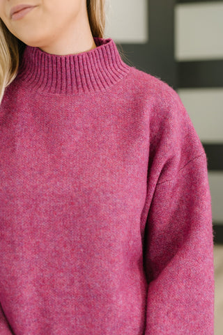 Zenana Right to the Core High Neck Pullover in Light Plum