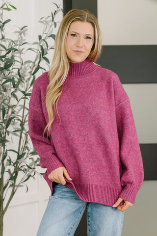 Zenana Right to the Core High Neck Pullover in Light Plum