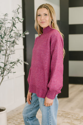 Zenana Right to the Core High Neck Pullover in Light Plum
