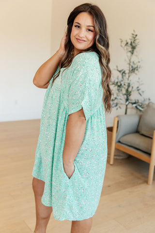 Haptics Rodeo Lights Dolman Sleeve Dress in Mint Floral