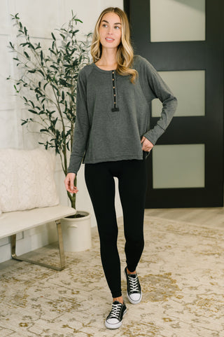 In Loom Rooftop View Raglan Sleeve Henley Top