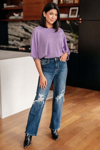 Judy Blue Rose High Rise 90's Straight Jeans in Dark Wash - Exclusive