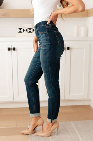 Judy Blue Rowena High Rise Pull On Double Cuff Slim Jeans - Exclusive