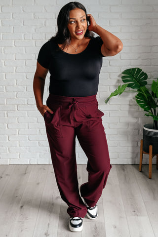 Rae Mode Runner's High Drawstring Joggers in Red Merlot