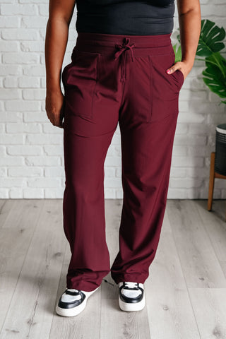 Rae Mode Runner's High Drawstring Joggers in Red Merlot