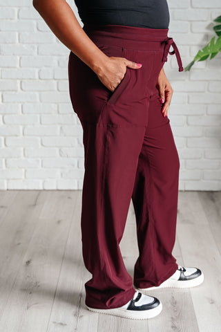 Rae Mode Runner's High Drawstring Joggers in Red Merlot