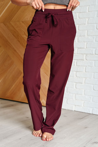 Rae Mode Runner's High Drawstring Joggers in Red Merlot