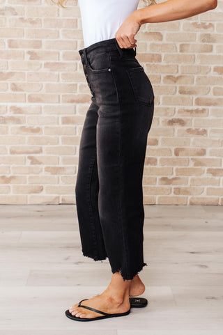 Judy Blue Ryan High Rise Button Fly Wide Leg Crop Jeans - Exclusive