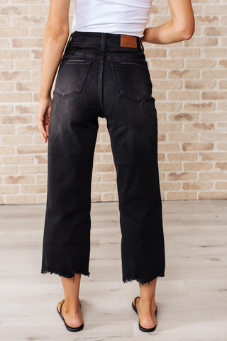 Judy Blue Ryan High Rise Button Fly Wide Leg Crop Jeans - Exclusive