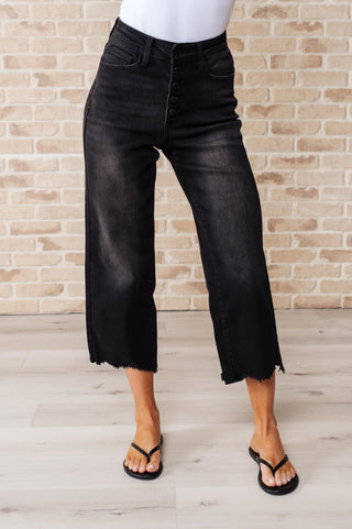 Judy Blue Ryan High Rise Button Fly Wide Leg Crop Jeans - Exclusive