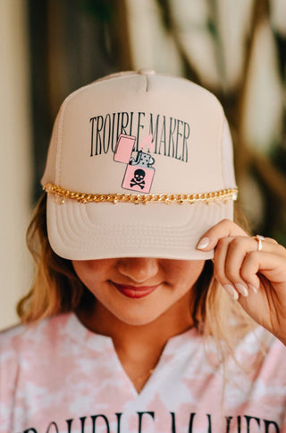 Southern Bliss Trouble Maker Khaki Otto Trucker Hat