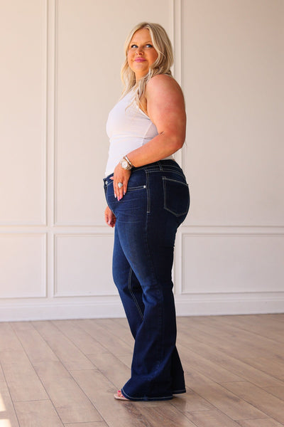Southern Grace The Courtney Mid Rise Dark Wash Bootcut Denim-Jeans-Sunshine and Wine Boutique