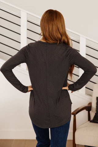 Zenana Scoop Me Up Long Sleeve Top in Ash Grey