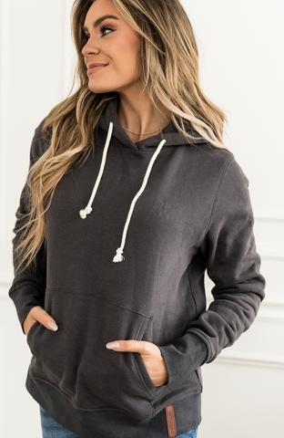 Ampersand Staple Hoodie, Charcoal-Coats & Jackets-Sunshine and Wine Boutique