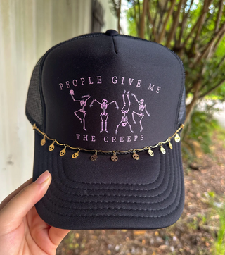 Southern Bliss People Give Me the Creeps Skelly Black Otto Trucker Hat