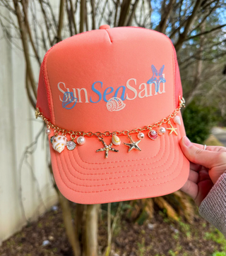 Southern Bliss Sun Sea Sand Coral Otto Trucker Hat