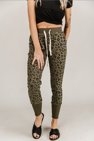 Ampersand Jogger, Olive Leopard-Pants-Sunshine and Wine Boutique