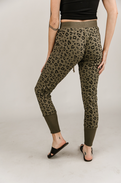 Ampersand Jogger, Olive Leopard-Pants-Sunshine and Wine Boutique