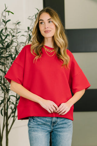 Zenana Sense of Clarity Boxy Top in Ruby