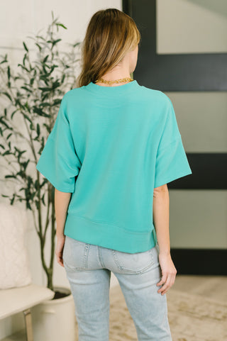 Zenana Sense of Clarity Boxy Top in Turquoise