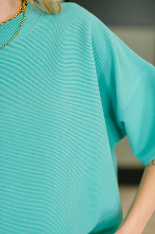 Zenana Sense of Clarity Boxy Top in Turquoise