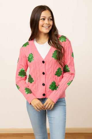 Southern Grace Sequin Trees Cardigan