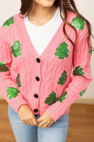 Southern Grace Sequin Trees Cardigan