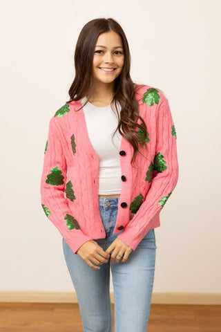 Southern Grace Sequin Trees Cardigan