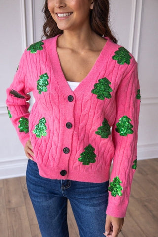 Southern Grace Sequin Trees Cardigan
