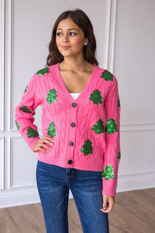 Southern Grace Sequin Trees Cardigan