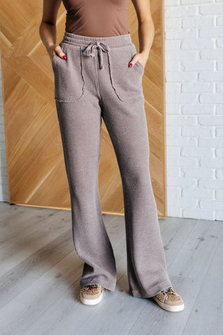 Rae Mode Set Process Mineral Wash Waffle Knit Pants in Brown