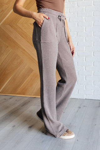 Rae Mode Set Process Mineral Wash Waffle Knit Pants in Brown