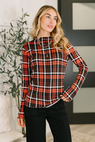 Haptics She's Always Changing Plaid Lettuce Hem Top